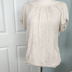 LOFT Cream Short Sleeve Blouse